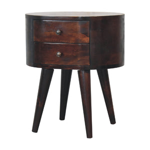 Light Walnut Rounded Bedside Table