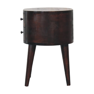 Light Walnut Rounded Bedside Table