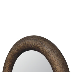 Round Metallic Hammered Mirror