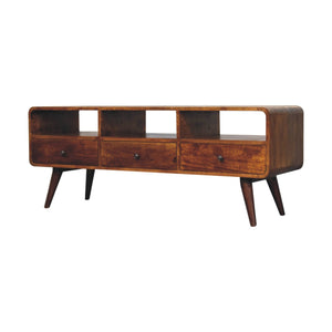 Trio Curved Chestnut Media Unit