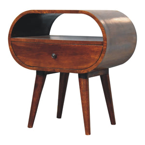 Large Chestnut Circular Open Bedside