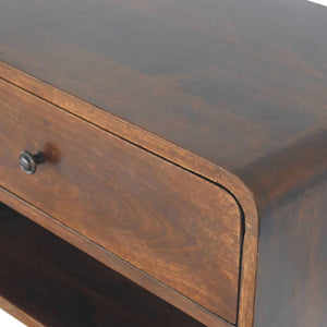 Large Chestnut Curve Floating Bedside