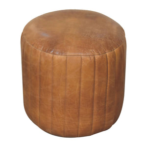 Buffalo Leather Boucle Footstool