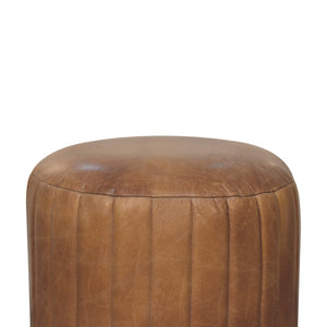 Buffalo Leather Boucle Footstool