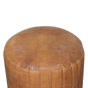 Buffalo Leather Boucle Footstool