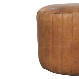 Buffalo Leather Boucle Footstool