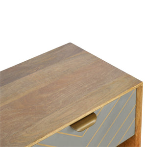 Sleek Cement Brass Inlay Bedside with Open Slot