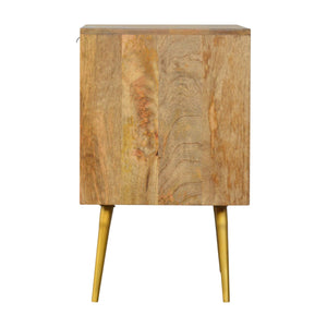 Sleek Cement Brass Inlay Bedside with Open Slot