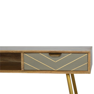 Sleek Cement Brass Inlay Writing Desk