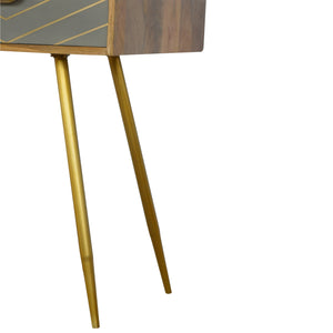 Sleek Cement Brass Inlay Writing Desk