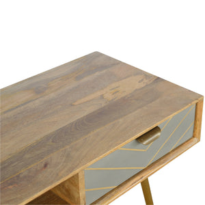 Sleek Cement Brass Inlay Writing Desk