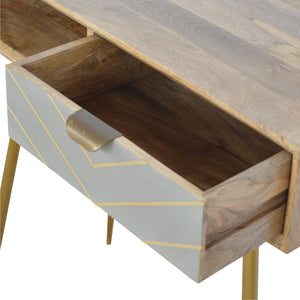 Sleek Cement Brass Inlay Writing Desk