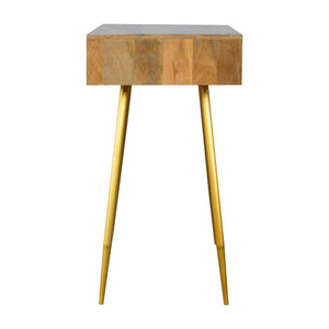 Sleek Cement Brass Inlay Writing Desk