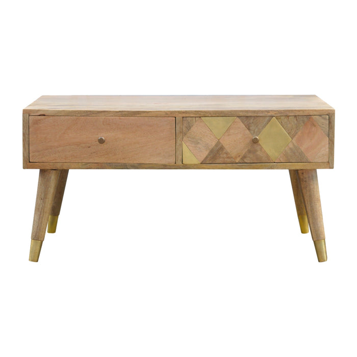 Oak-ish Brass Inlay Coffee Table