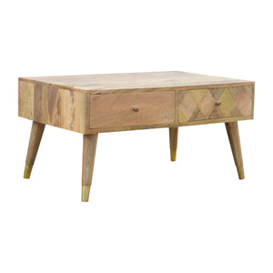 Oak-ish Brass Inlay Coffee Table