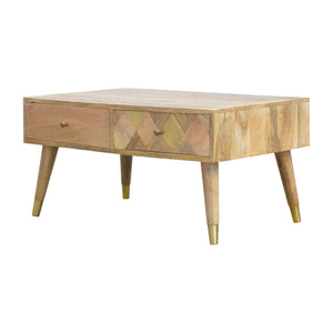 Oak-ish Brass Inlay Coffee Table