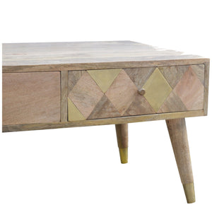 Oak-ish Brass Inlay Coffee Table