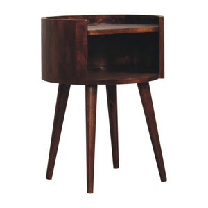 Chestnut Round Open Slot Bedside