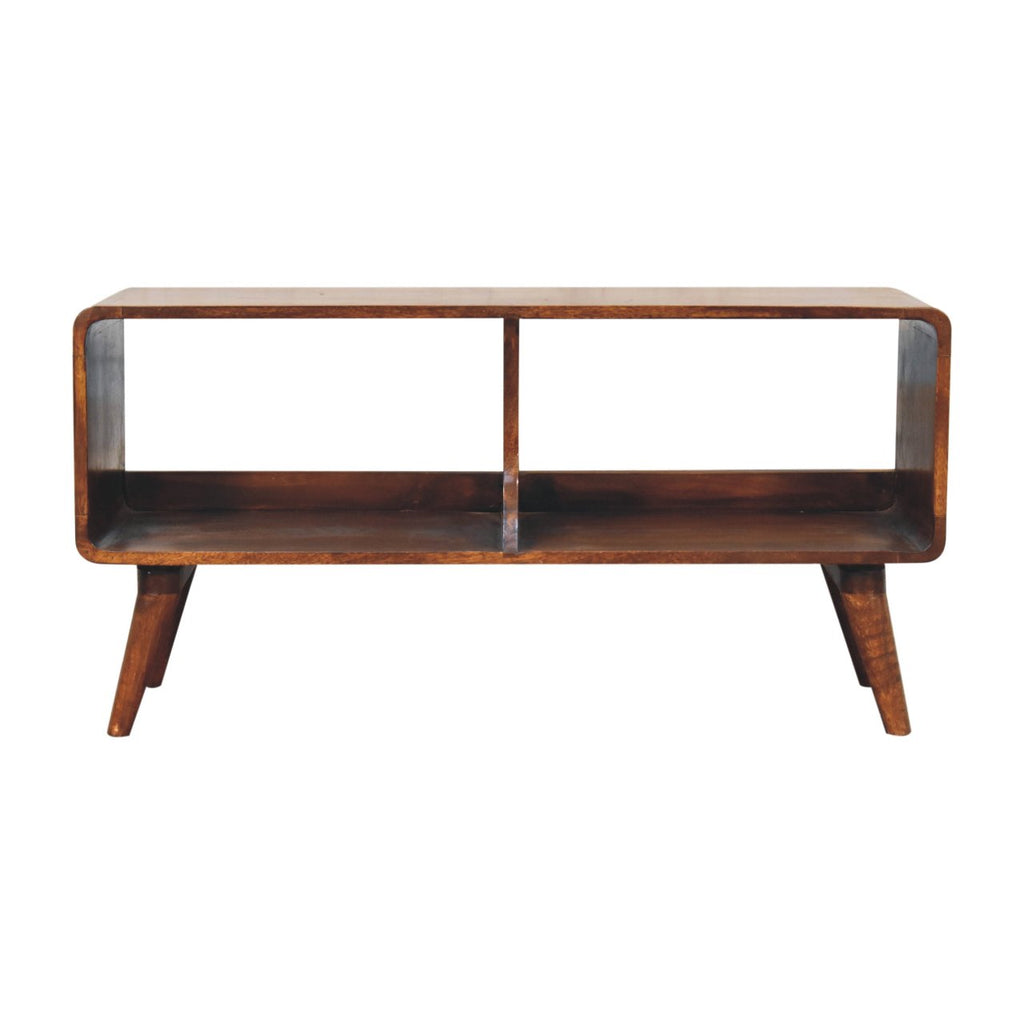 Curved Chestnut Double Slot Media Unit