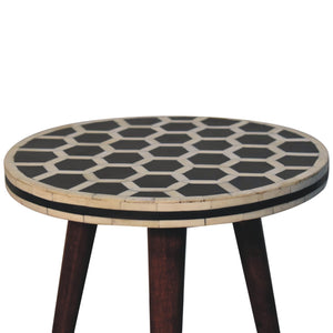 Bone Inlay Tripod Stool With Honey Caramel Finish