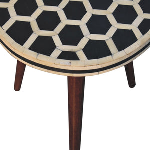 Bone Inlay Tripod Stool With Honey Caramel Finish