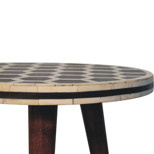 Bone Inlay Tripod Stool With Honey Caramel Finish