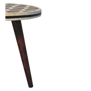 Bone Inlay Tripod Stool With Honey Caramel Finish