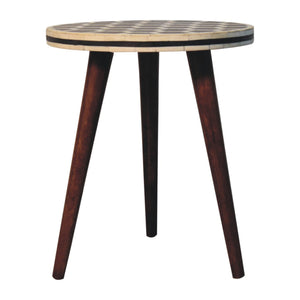 Bone Inlay Tripod Stool With Honey Caramel Finish