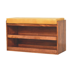 Buffalo Hide Pull out Honey Caramel Shoe Storage Bench