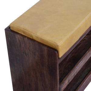 Buffalo Hide Pull out Honey Caramel Shoe Storage Bench