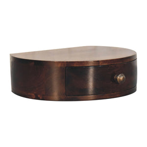 California Walnut Wall Mounted Rounded Bedside