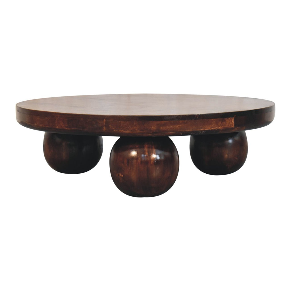 California Walnut Central Table with Ball Feet