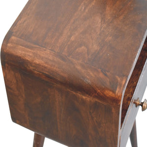 Mini California Walnut Curved Bedside with Open Slot