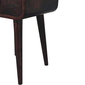 Mini California Walnut Curved Bedside with Open Slot