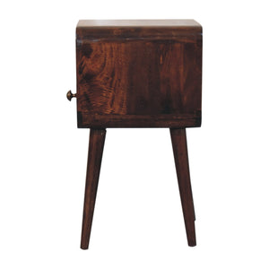 Mini California Walnut Curved Bedside with Open Slot