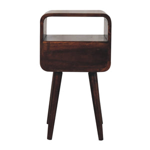 Mini California Walnut Curved Bedside with Open Slot