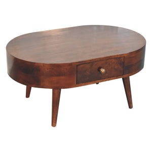 California Walnut Rounded Coffee Table