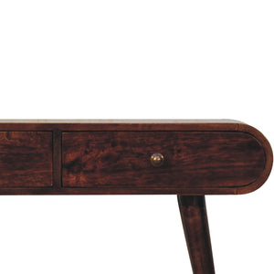 California Walnut Curved Edge Console Table