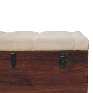 California Walnut White Linen Storage Trunk