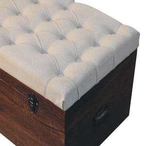 California Walnut White Linen Storage Trunk