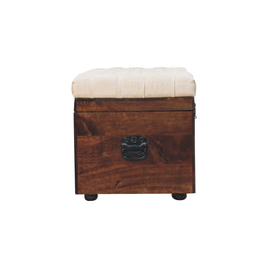 California Walnut White Linen Storage Trunk