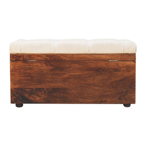 California Walnut White Linen Storage Trunk