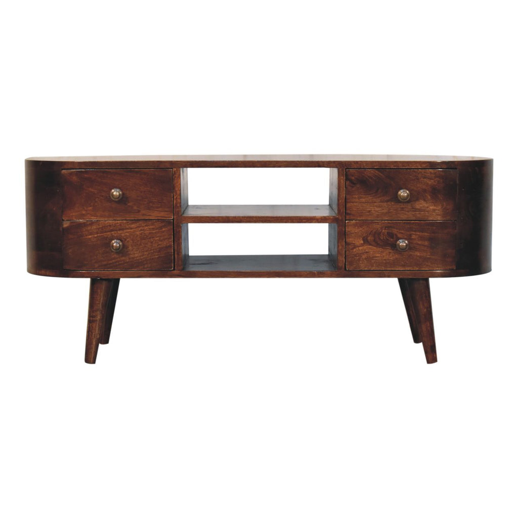 California Walnut Rounded Entertainment Unit