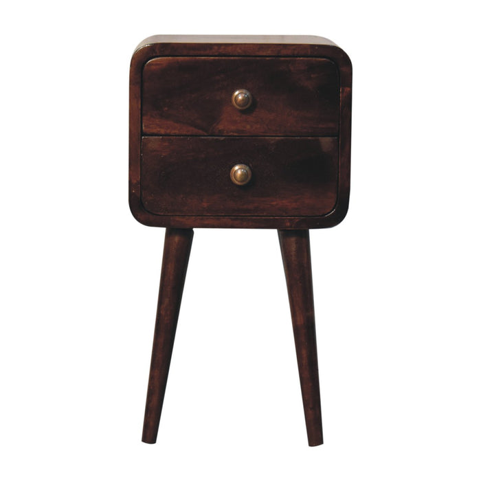 Mini California Walnut Curved Bedside