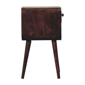 Mini California Walnut Curved Bedside with Lower Slot