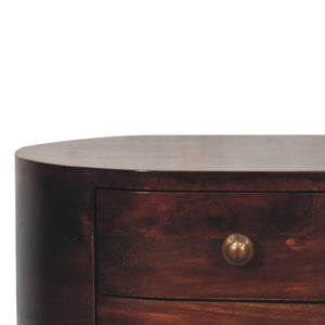 California Walnut Rounded Bedside Table