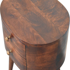 California Walnut Rounded Bedside Table