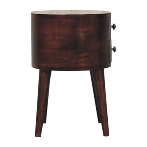 California Walnut Rounded Bedside Table