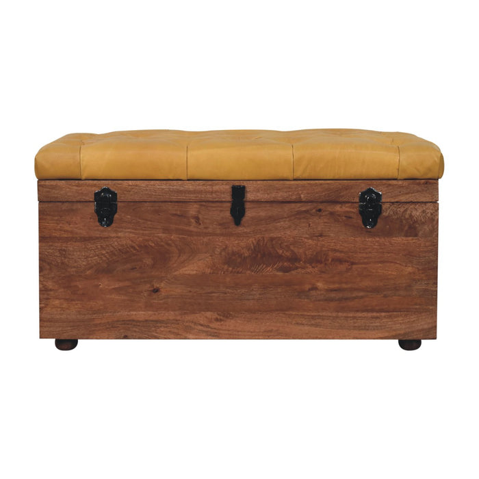 Buffalo Hide Honey Caramel Storage Trunk