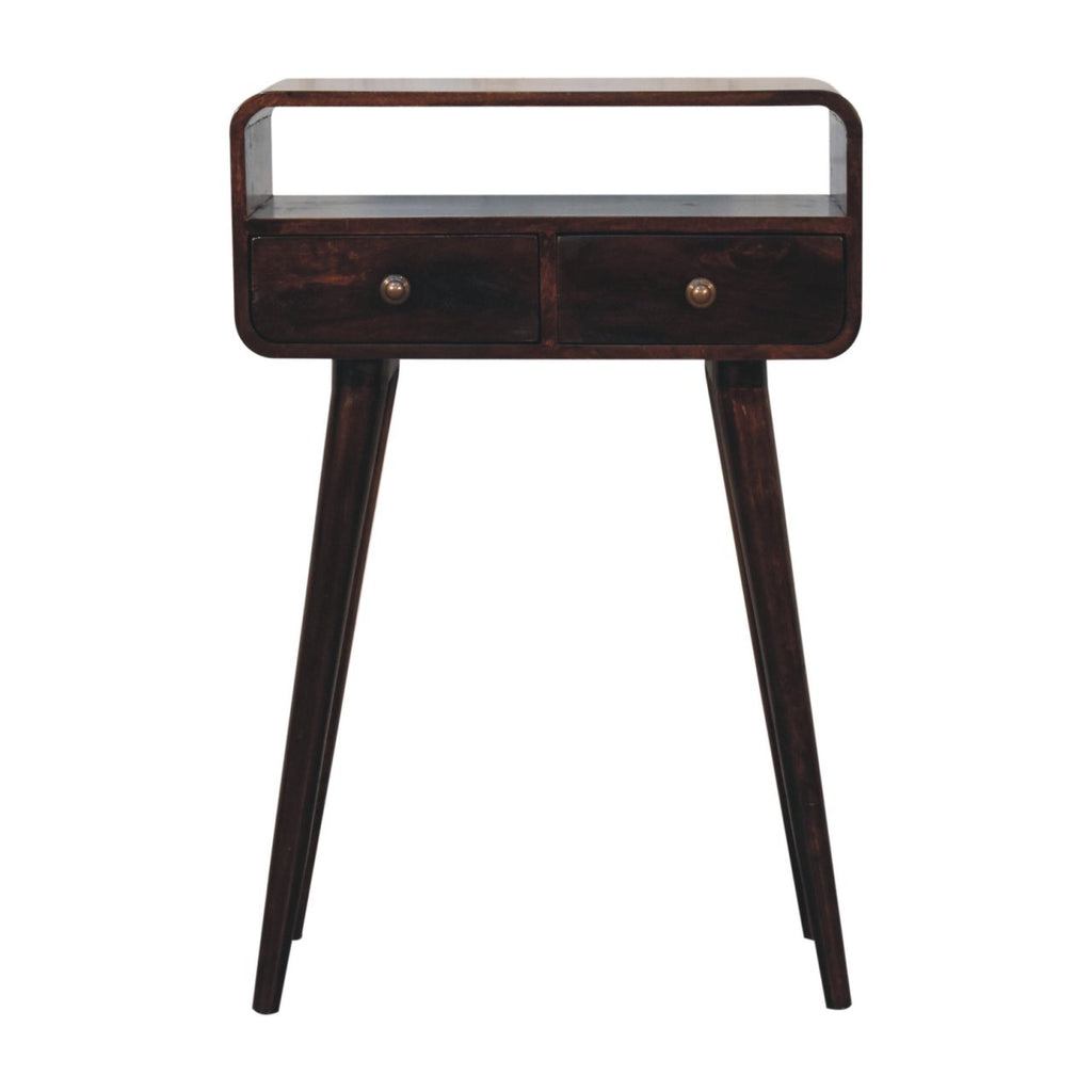 Mini California Walnut Curved Console Table